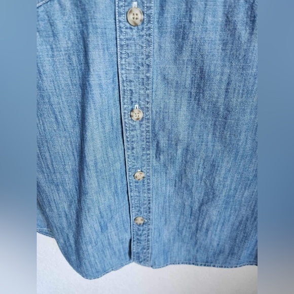 Duluth Trading Chambray Denim Men’s Short Sleeve Button Down Size Large - Picture 6 of 7